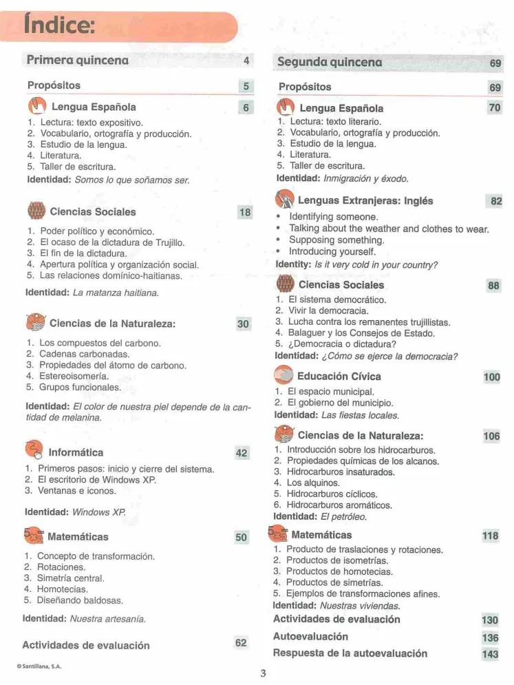 Índice del Módulo 1 Prepara de 4to de Bachillerato